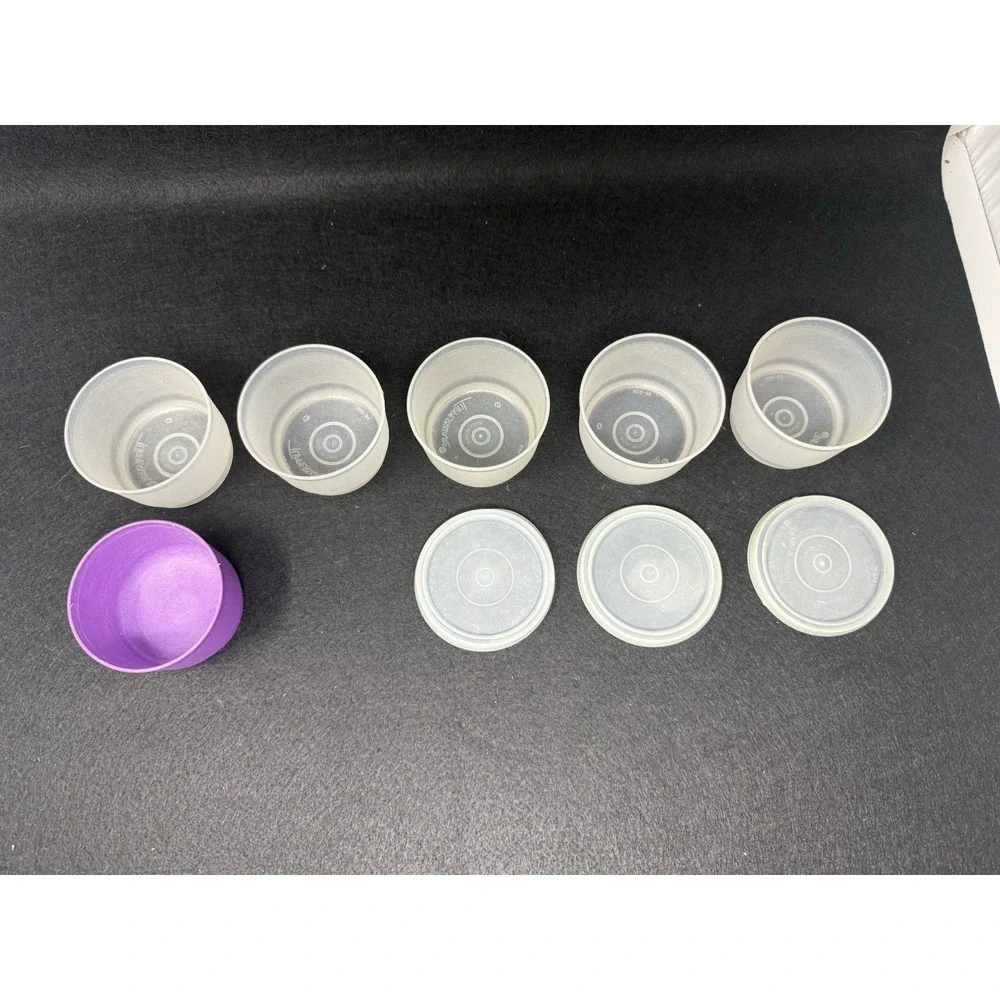 Vintage Tupperware Snack Cups Condiment Containers Lot 6 Cups 3 Lids Purple